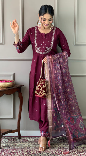 Embroidered with Ajrakh Dupatta Dresses