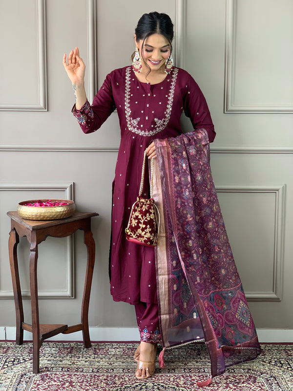 Embroidered with Ajrakh Dupatta Dresses