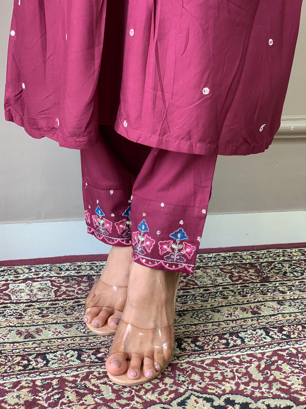 Embroidered with Ajrakh Dupatta Dresses