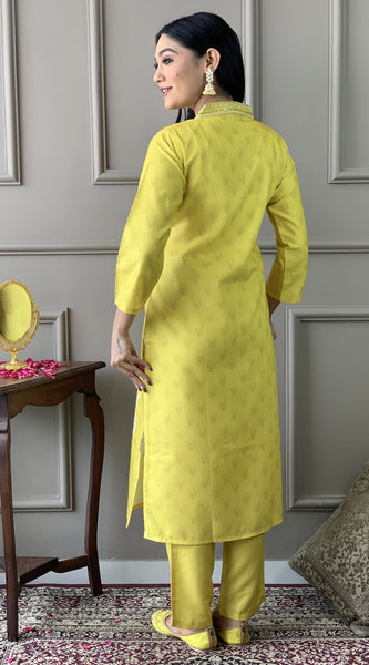 Lemon Yellow Ethnic Dresses with Dupatta