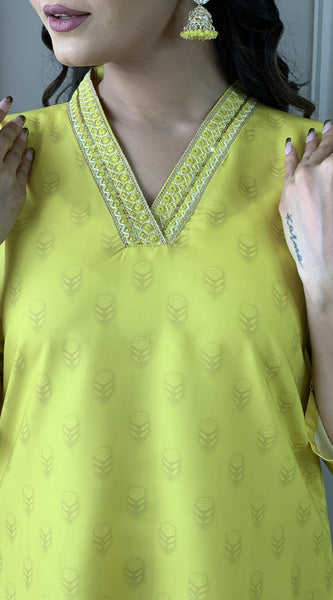 Lemon Yellow Ethnic Dresses with Dupatta