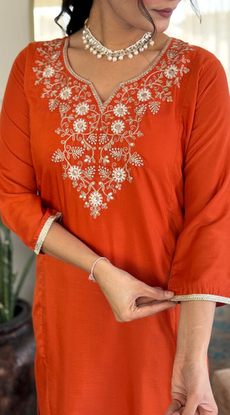Rust Orange Embroidered Dresses