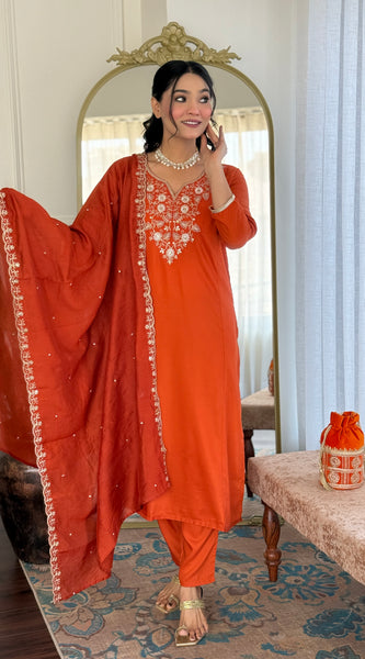 Rust Orange Embroidered Dresses