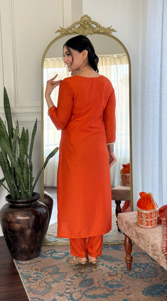 Rust Orange Embroidered Dresses