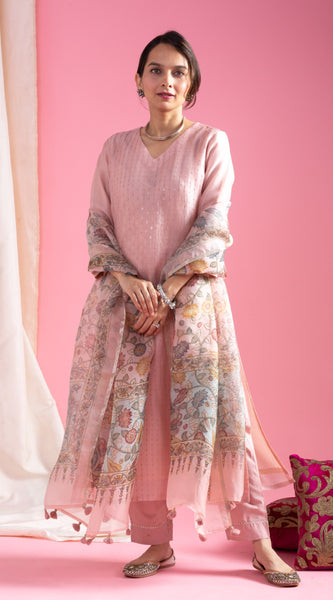 Blush Pink Hand-Embroidered Ethnic Dresses