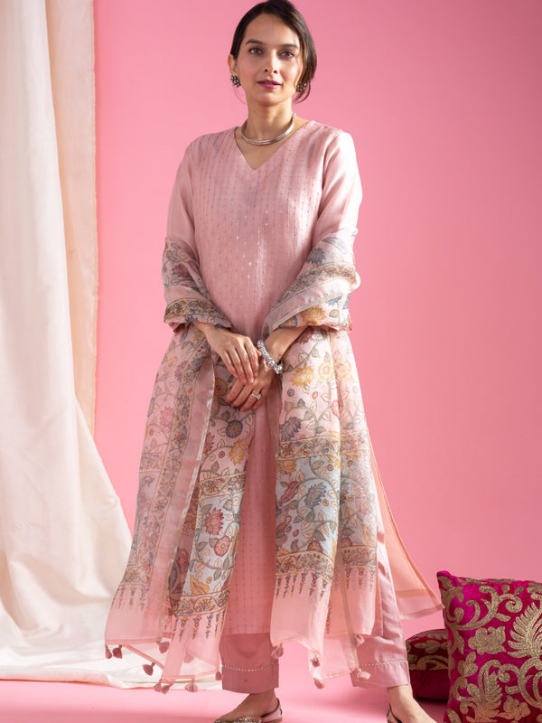 Blush Pink Hand-Embroidered Ethnic Dresses