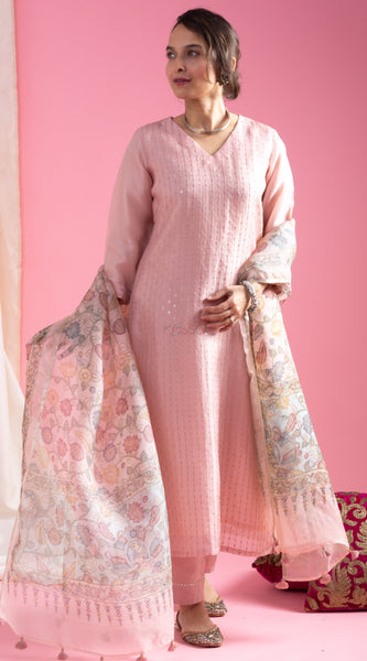 Blush Pink Hand-Embroidered Ethnic Dresses