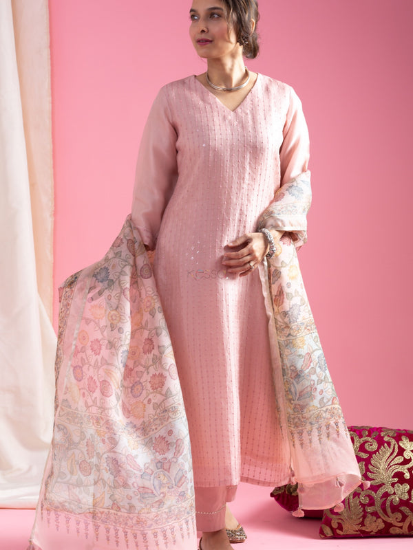 Blush Pink Hand-Embroidered Ethnic Dresses