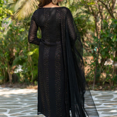 Black Sequin Embellished Ethnic Dresses
