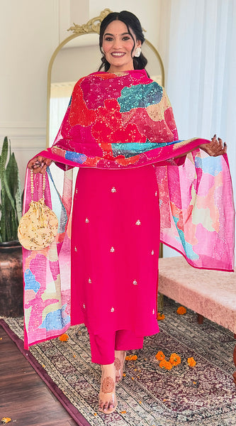Trending Kurti Dupatta Set With Embroidered Work
