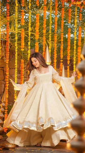Foil Work Chinnon Kurti Set with Palazzo & Dupatta lehenga