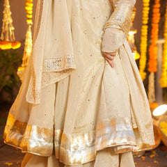 Foil Work Chinnon Kurti Set with Palazzo & Dupatta lehenga