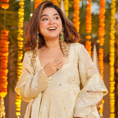 Foil Work Chinnon Kurti Set with Palazzo & Dupatta lehenga