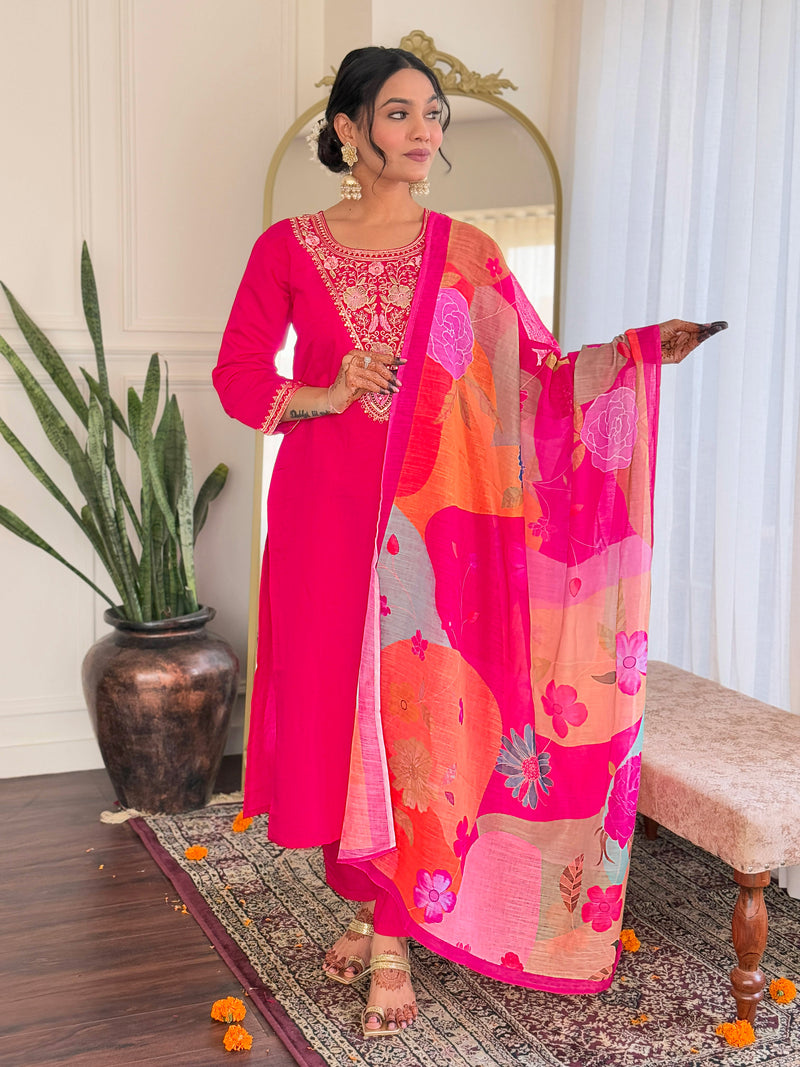 Women Ethnic Dress kurta Set With Attatched Dupatta