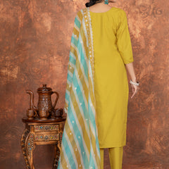 Mustard Embroidered Straight Dresses