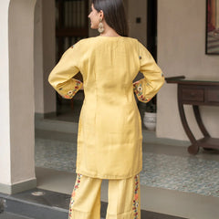 Yellow Embroidered Kurti Palazzo Co-Ord Sets