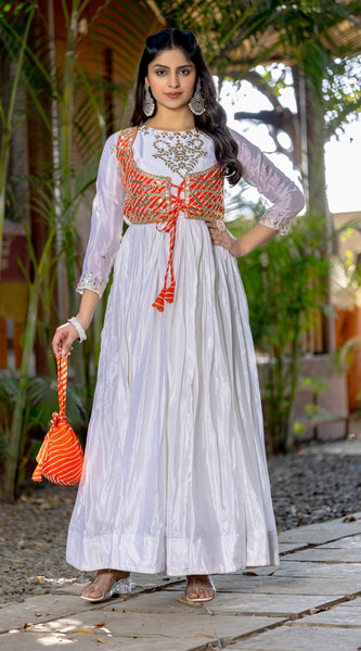 Ivory Mirror Embroidered Jacket Lehenga