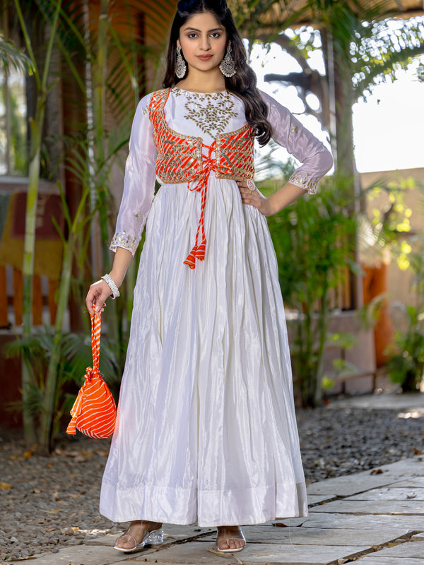 Ivory Mirror Embroidered Jacket Lehenga