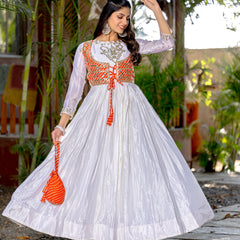Ivory Mirror Embroidered Jacket Lehenga