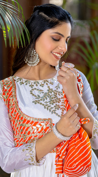 Ivory Mirror Embroidered Jacket Lehenga