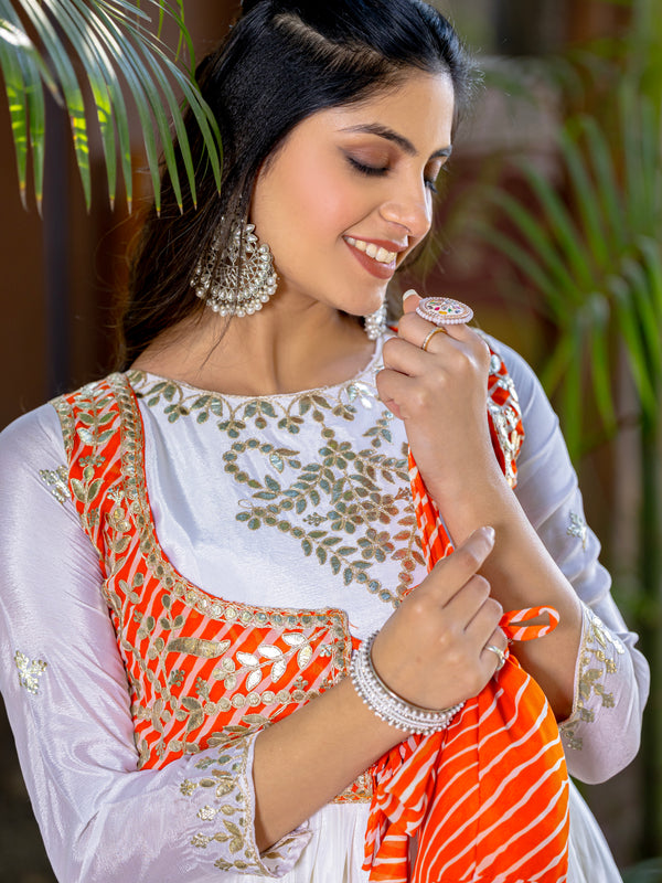 Ivory Mirror Embroidered Jacket Lehenga