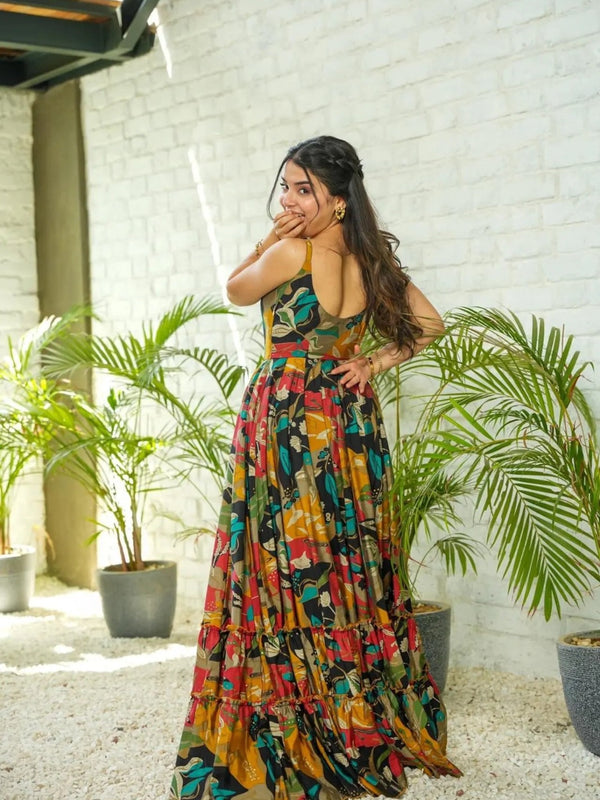 Multicolor Rayon Printed Gown