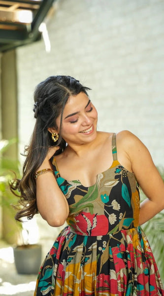 Multicolor Rayon Printed Gown