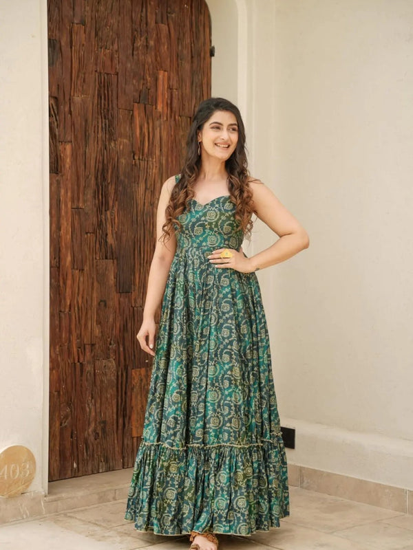 Printed Heavy Rayon Gown