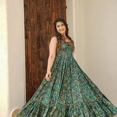 Printed Heavy Rayon Gown
