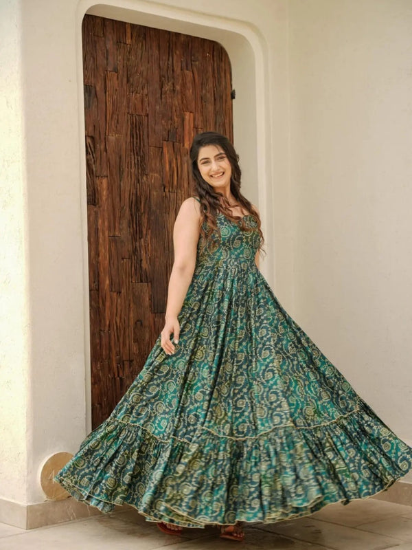 Printed Heavy Rayon Gown