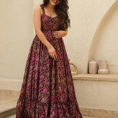 Printed Heavy Rayon Gown