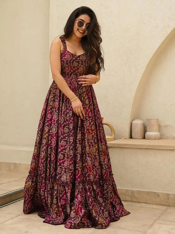 Printed Heavy Rayon Gown