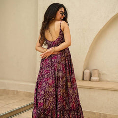 Printed Heavy Rayon Gown