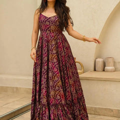 Printed Heavy Rayon Gown