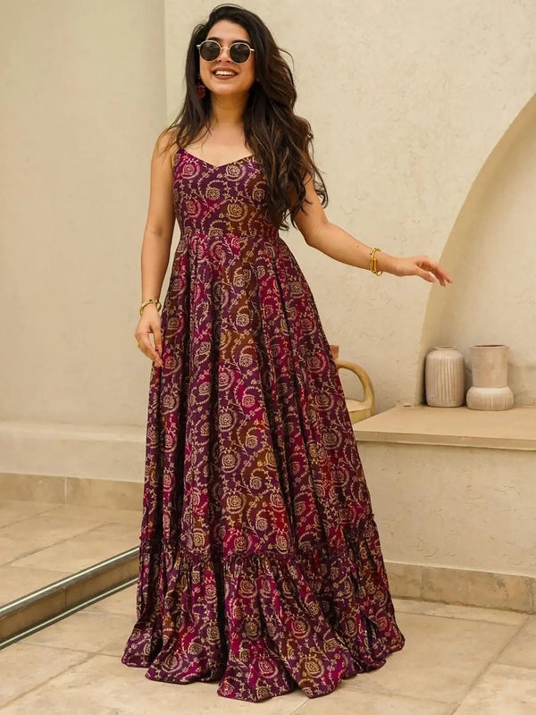 Printed Heavy Rayon Gown