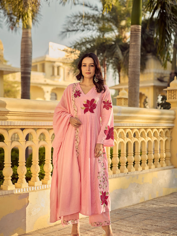 Premium Cotton Butti Kurti Set with Embroidered Dupatta
