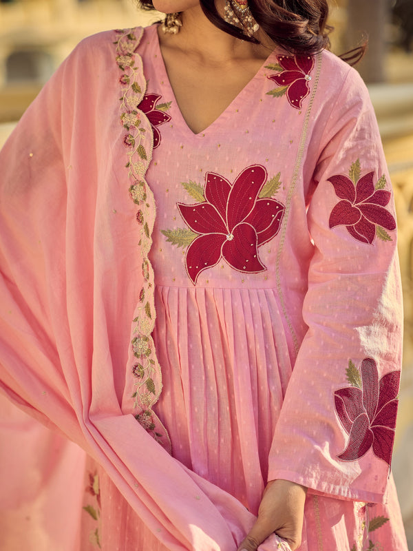 Premium Cotton Butti Kurti Set with Embroidered Dupatta