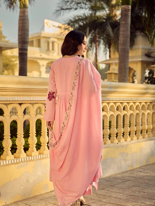 Premium Cotton Butti Kurti Set with Embroidered Dupatta