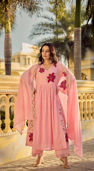 Premium Cotton Butti Kurti Set with Embroidered Dupatta