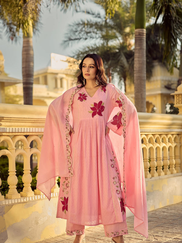 Premium Cotton Butti Kurti Set with Embroidered Dupatta