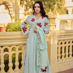 Premium Cotton Butti Kurti Set with Embroidered Dupatta