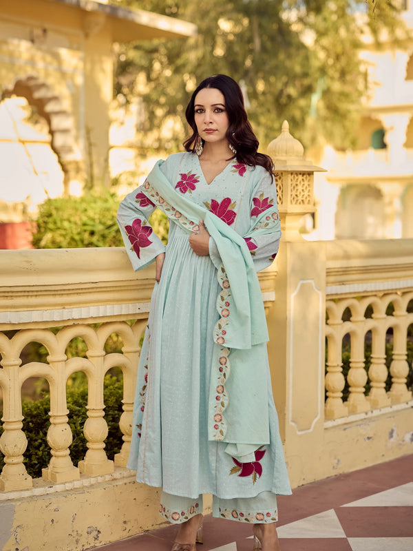 Premium Cotton Butti Kurti Set with Embroidered Dupatta