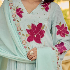 Premium Cotton Butti Kurti Set with Embroidered Dupatta