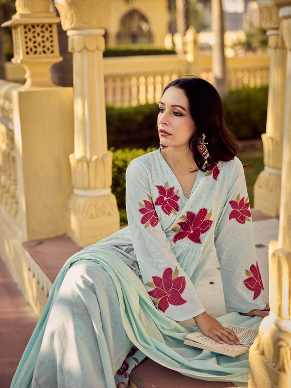 Premium Cotton Butti Kurti Set with Embroidered Dupatta