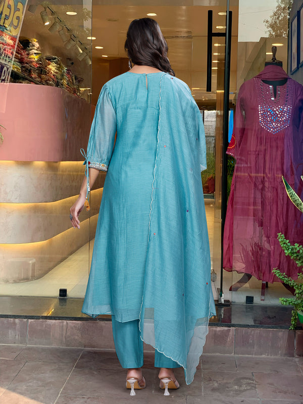 Mirror Work Dresses With Bottom & Dupatta