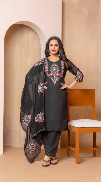 Floral Embroidered Dresses With Matching Dupatta