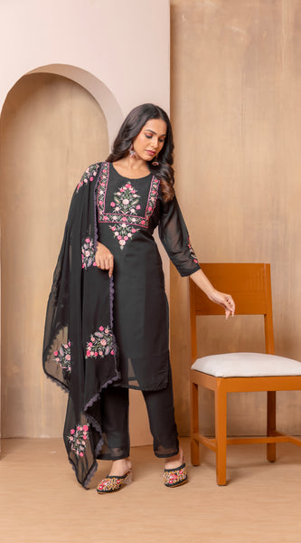 Floral Embroidered Dresses With Matching Dupatta