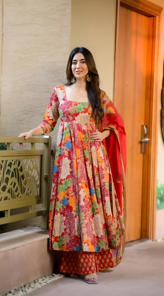 Multicolor Floral Anarkali Dresses