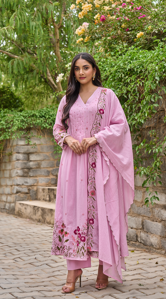 Chanderi Silk Handwork Kurta Set