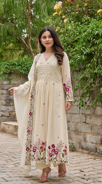 Chanderi Silk Handwork Kurta Set